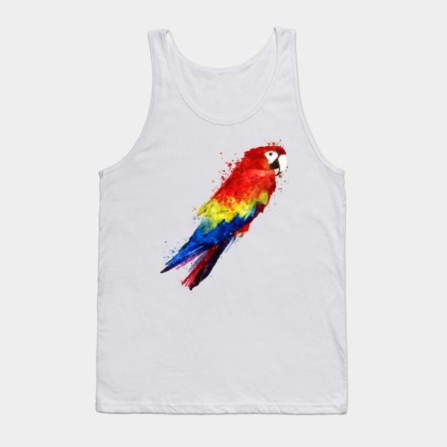 Dramabite Watercolor scarlet macaw parrot animal bird artistic Tank Top by dramabite